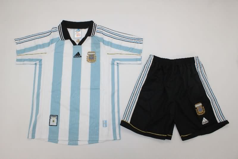 Argentina 1998 Kids Home Soccer Jersey And Shorts
