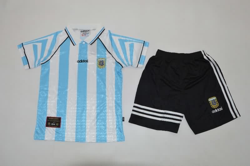 Argentina 1996/97 Kids Home Soccer Jersey And Shorts