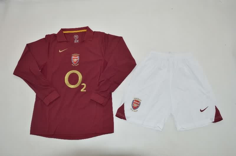 Arsenal 2005/06 Kids Home Long Sleeve Soccer Jersey And Shorts