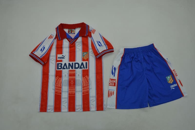 Atletico Madrid 1996/97 Kids Home Soccer Jersey And Shorts