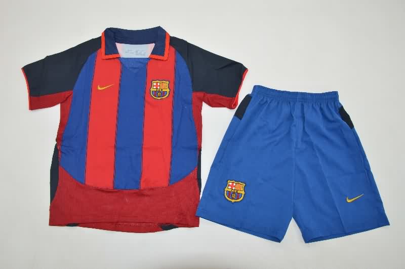 Barcelona 2003/04 Kids Home Soccer Jersey And Shorts