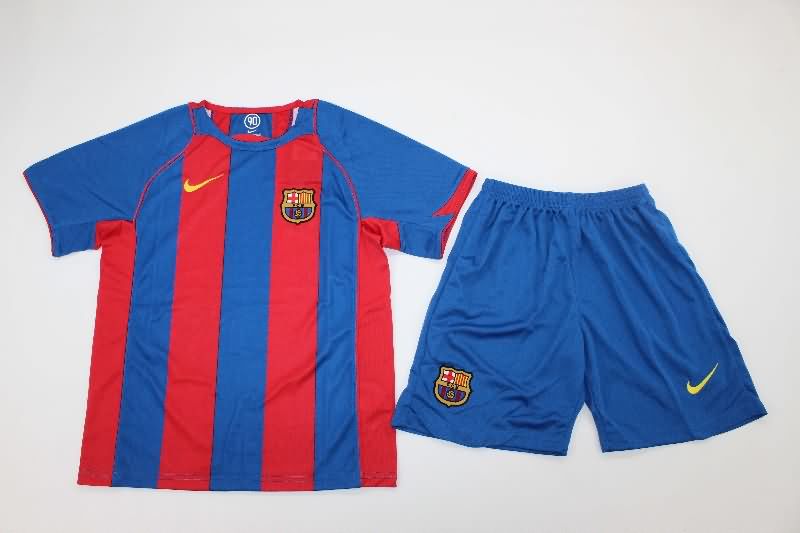 Barcelona 2004/05 Kids Home Soccer Jersey And Shorts