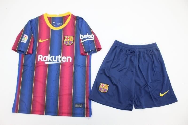 Barcelona 2020/21 Kids Home Soccer Jersey And Shorts