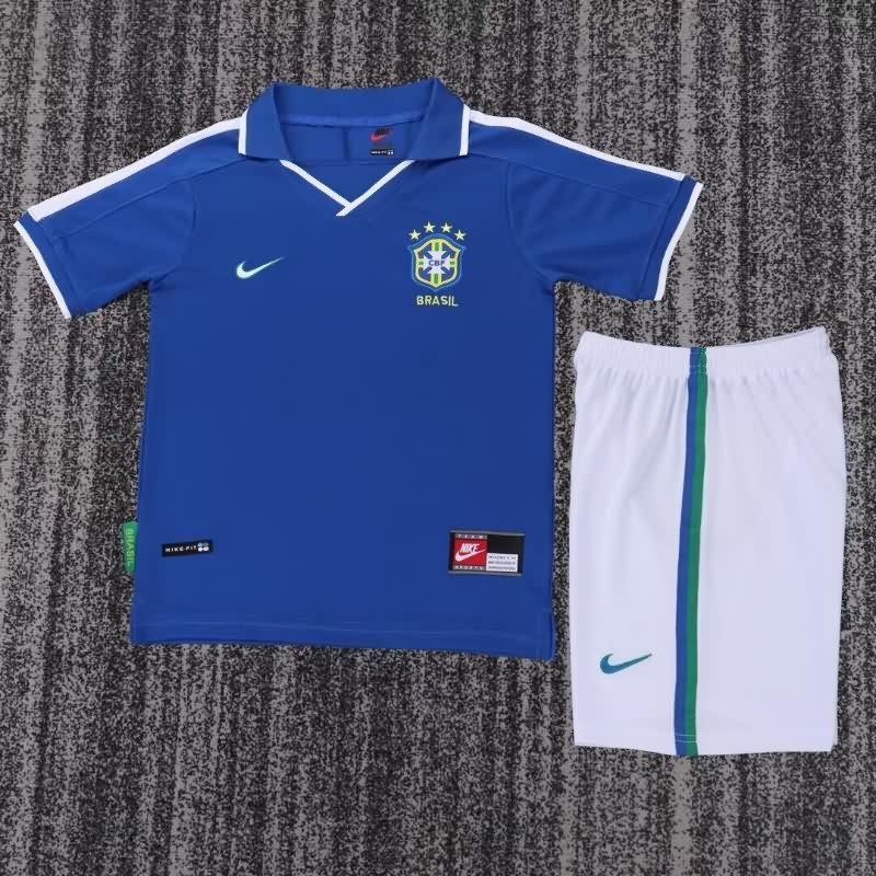 Brazil 1997 Kids Away Soccer Jersey And Shorts