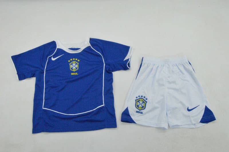 Brazil 2004 Kids Away Soccer Jersey And Shorts