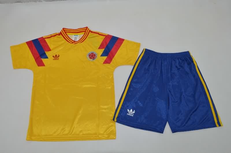 Colombia 1990 Kids Home Soccer Jersey And Shorts