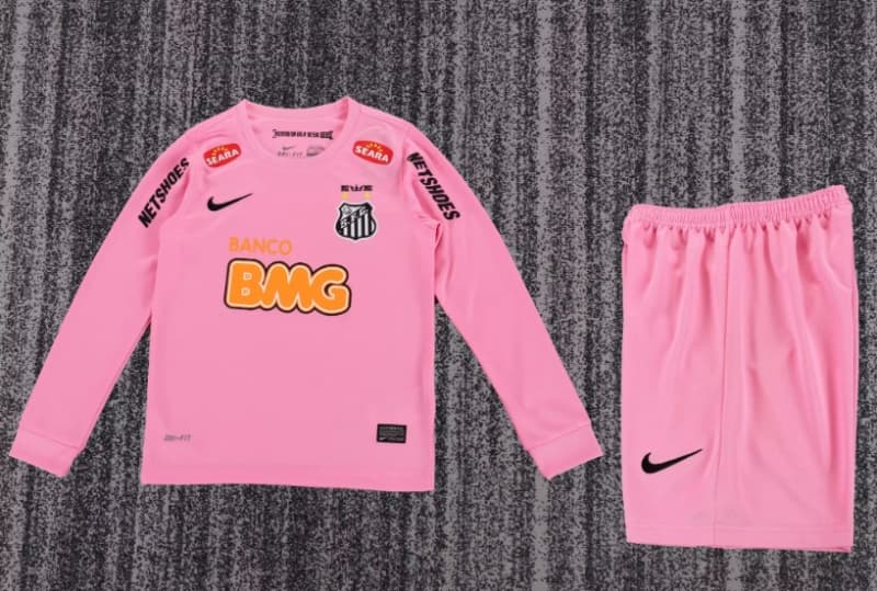 Santos 2012/13 Kids Pink Long Sleeve Soccer Jersey And Shorts