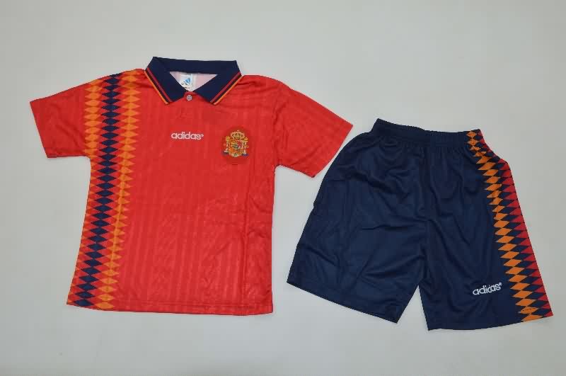 Spain 1994 Kids Home Soccer Jersey And Shorts