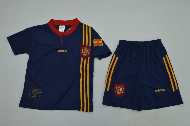 Spain 1996 Kids Away Soccer Jersey And Shorts