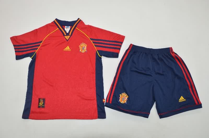 Spain 1998 Kids Home Soccer Jersey And Shorts