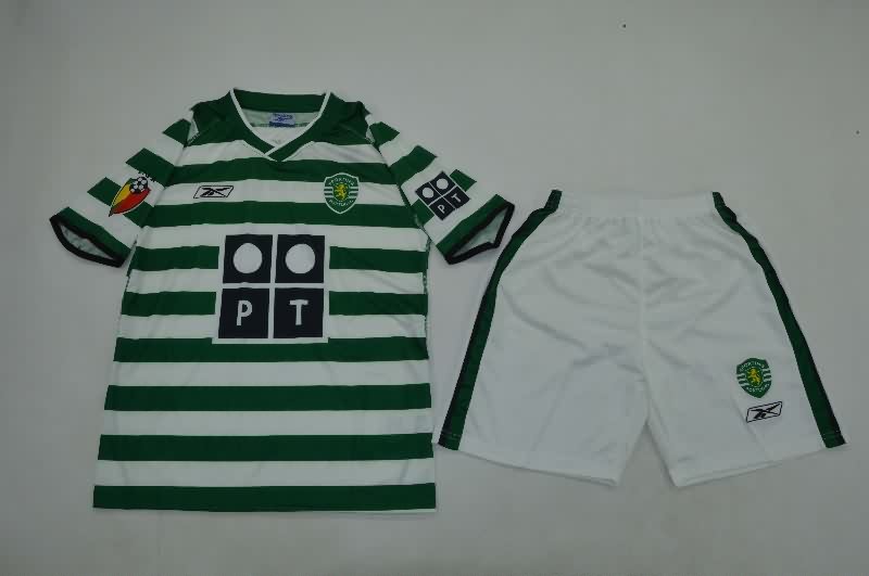 Sporting Lisbon 2003/04 Kids Home Soccer Jersey And Shorts