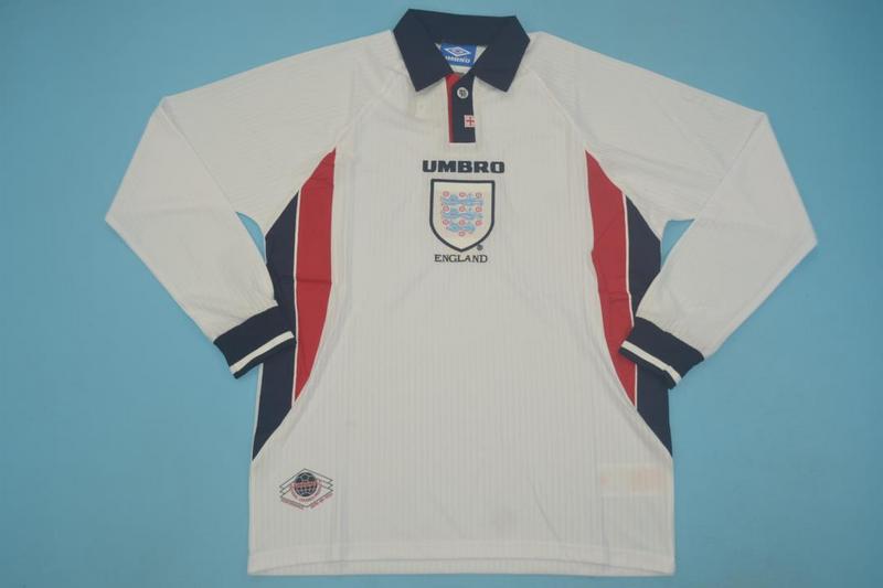 AAA(Thailand) England 1998 Home Long Sleeve Retro Soccer Jersey