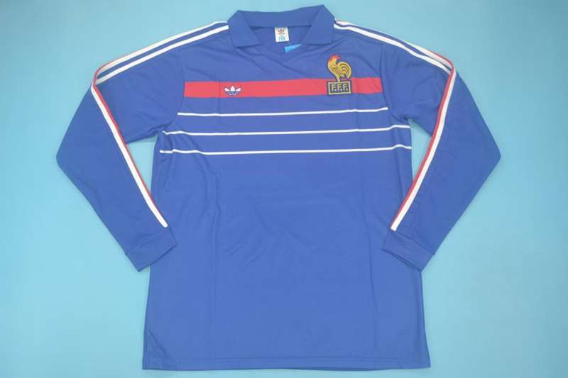 AAA(Thailand) France 1984 Retro Home Long Sleeve Soccer Jersey