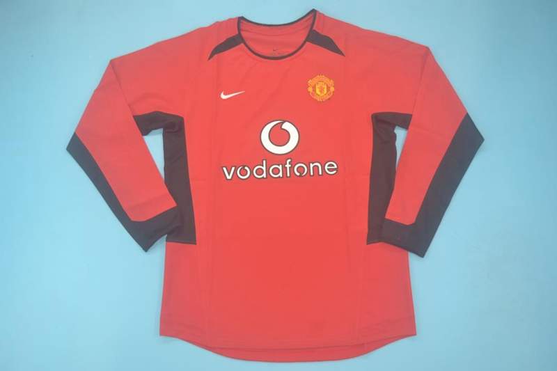 AAA(Thailand) Manchester United 02/03 Home Long Sleeve Retro Soccer Jersey
