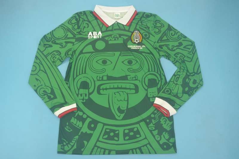 AAA(Thailand) Mexico 1998 Home Long Sleeve Retro Soccer Jersey